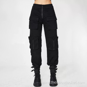 OEM Customized Wholesale Black Cargo Pants Women Custom